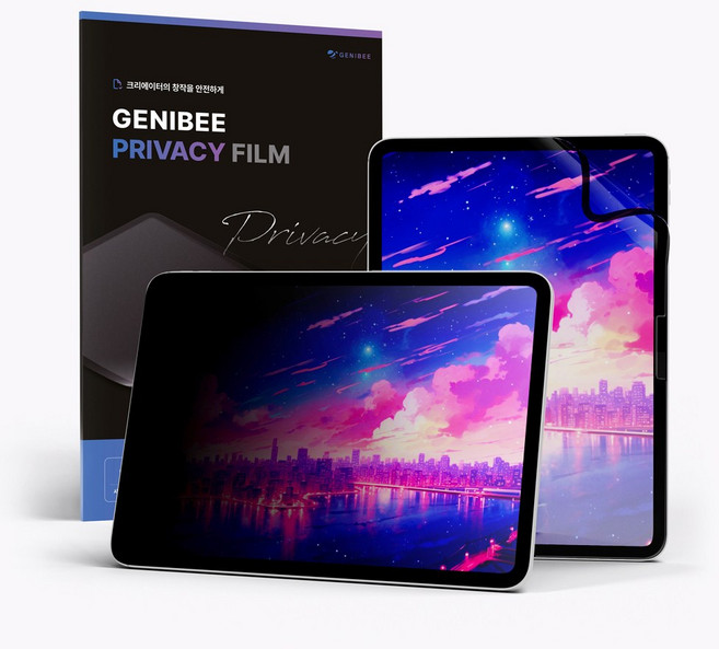 지니비 나노흡착 탈부착 태블릿PC 저반사 지문방지 사생활보호필름 세트, 혼합색상, 1개