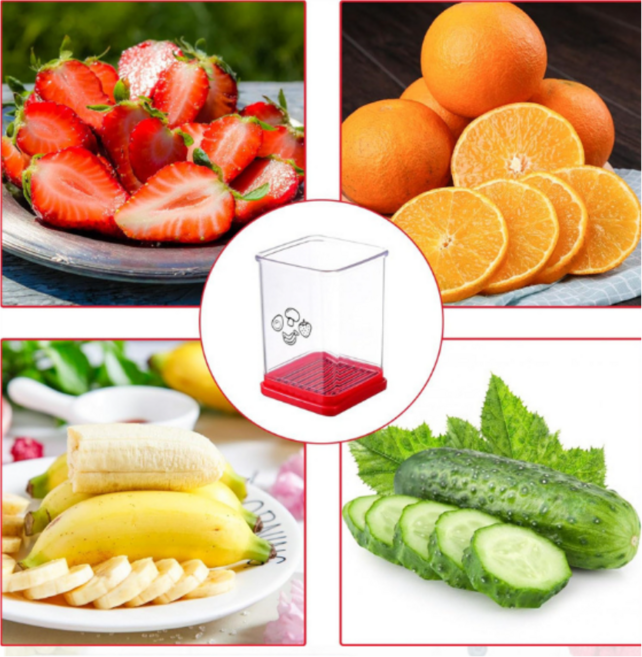 컵 과일 슬라이서 스텐 딸기 바나나 커터 주방 슬라이서, 1개
