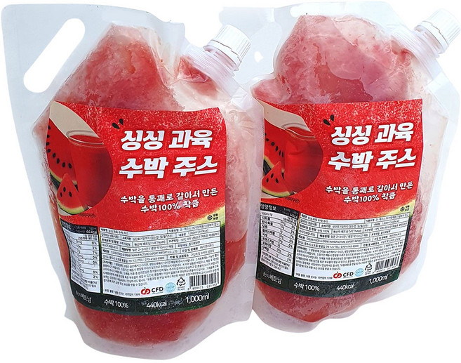 새마원 냉동 싱싱 과육 수박주스 수박 100% 착즙 땡모반 쥬스, 2개, 1kg
