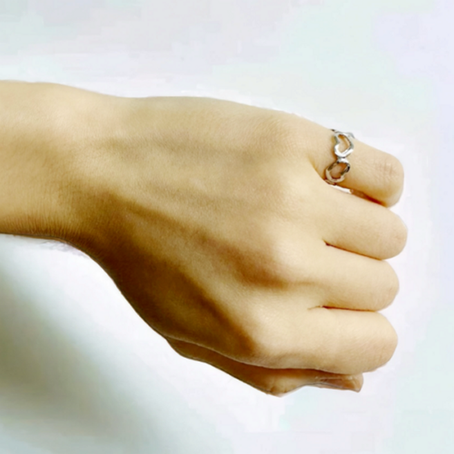 국내생산 고급 프리사이즈 조절형 반지 오브이로 하트 애끼반지 레이어드 애끼 데일리 새끼손가락 레이어드링 우정반지 실버 여성 남녀공용