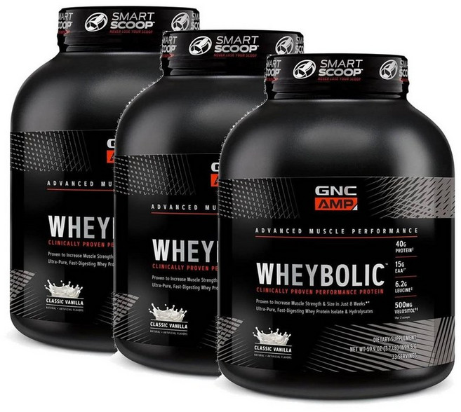 지엔씨 웨이볼릭 BCAA 함유 프로핀 파우더 클래식 바닐라맛 GNC AMP Wheybolic, 3개, 1.7kg