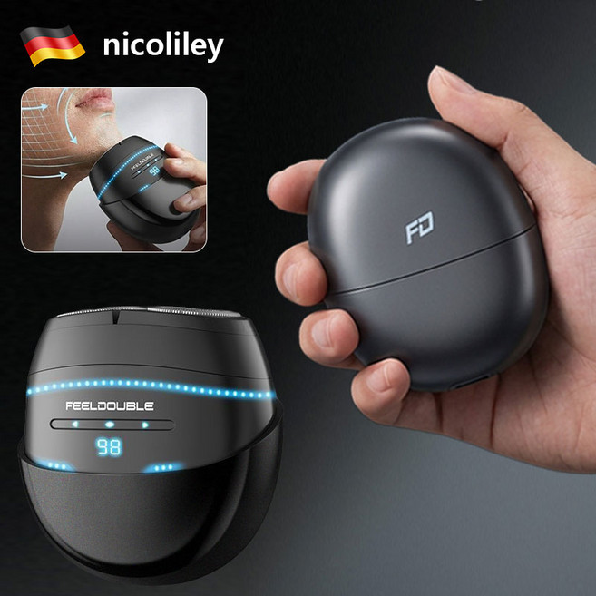 nicoliley 휴대용 전기면도기 남자 여행용 방수 미니 면도기 자석분리형 남자친구 선물, 블랙, 명절 선물 세트