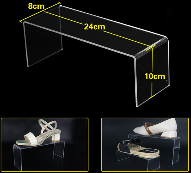 ㄷ자 받치대 아크릴 거치대 8x24x10cm 받침대 선반 진열대 피규어 정리대 진열, 2개, 투명