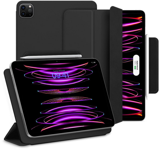 뷰씨 아이패드 폴리오 커버형 케이스, 블랙