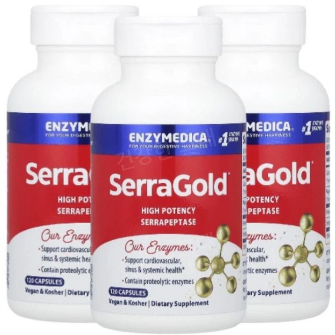 엔자이메디카 세라골드 세라펩타아제 세라펩타제 효소 120캡슐 3개 엔자임 SerraGold, 120정 - 쿠팡