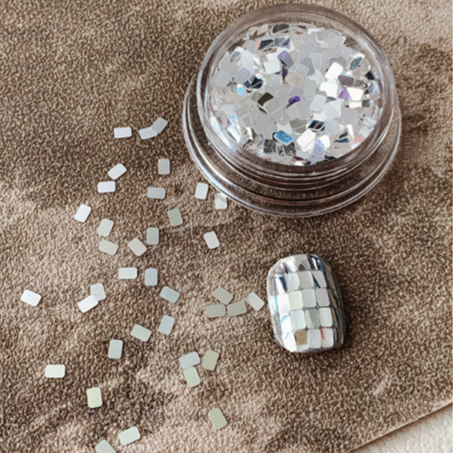 직사각 미러칩 2종, 실버, 1세트, 실버