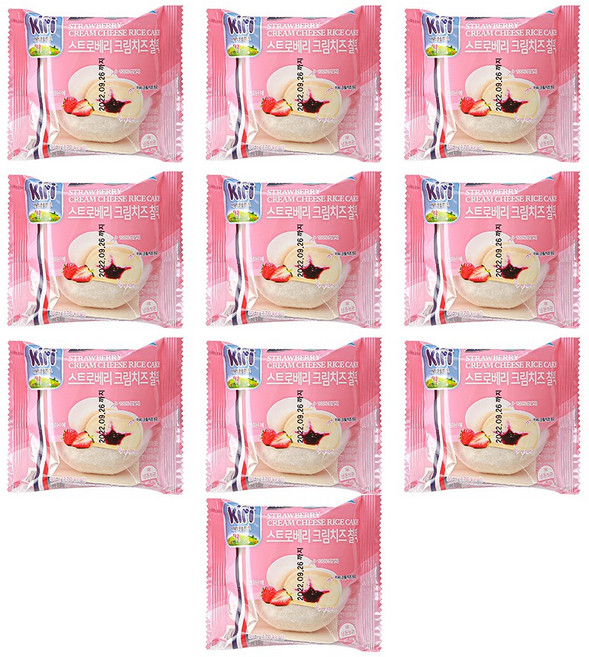 [냉동]끼리 크림치즈 찰떡 스트로베리 10개, 60g