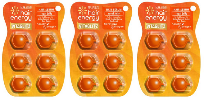 마카리조 로얄젤리 비타글리츠 헤어비타민 캡슐 헤어에센스 모발윤기 케어 손상모 헤어세럼, 18개, 1ml