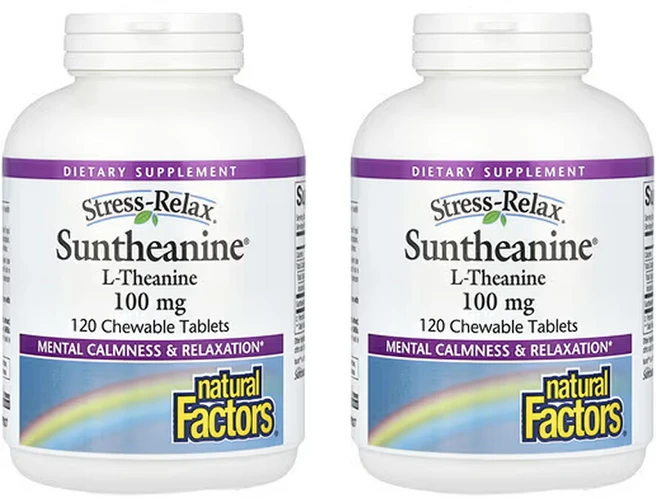 네츄럴펙터스 2개X Stress-Relax Suntheanine l-테아닌 200mg 츄어블 정 120정(1정당 100mg), NFS02837-2, 2개, 120정 - 쿠팡