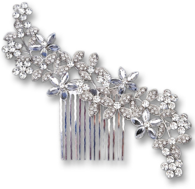 하이유니 [반짝감성] 심플 클래식 큐빅 웨딩 한복 머리 장식 코사지 뒤꽂이 머리빗형 헤어핀