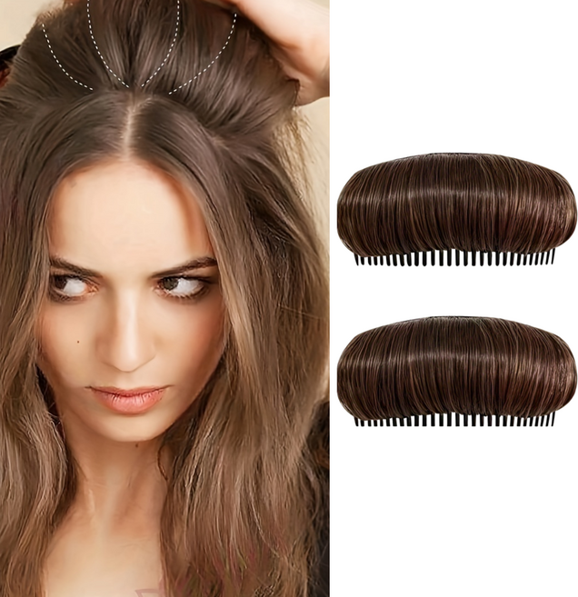 자연스러운 헤어 볼륨 업 가발 헤어피스 2p 세트, 2개, 브라운