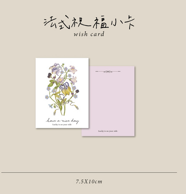法式祝褔小卡 空白萬用禮物小卡 雙面留言小卡 7.5X10cm, 1個, C,賣場低消$100