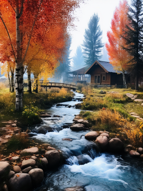 가을 자작나무 숲길 계곡 조각퍼즐 행운 재물 모으는 명당도 풍수지리 풍경화 컬렉션 그림퍼즐 집콕취미 300 500 700 1000조각, 퍼즐선택6-유수생재 자작나무 숲 계곡, 1개