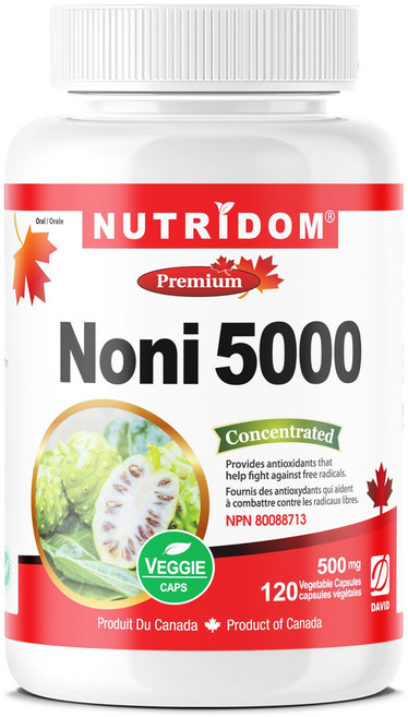 (2병) 캐나다 뉴트리돔 유기농 5배 농축 노니 500mg 120베지캡슐 노니 열매 추출물 캐나다 직구, 2개, 120정