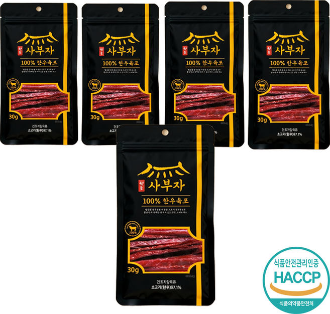사부자 프리미엄 한우 기본육포, 5개, 30g