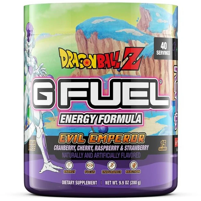 G Fuel Dragon Ball Z 에너지 드링크 파우더 게임용 운동 전 카페인 믹스 무설탕 포커스 아미노 비타민 + 항산화 물질 280.7g(10온스) (베리 메들리, Berry Medley, 1개, 280g - 쿠팡