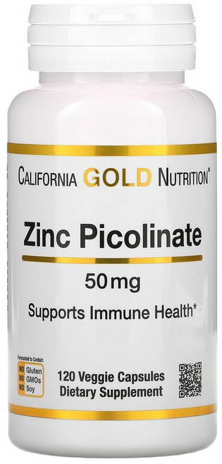 California Gold Nutrition 아연 Zinc Picolinate 120캡슐, 120정, 1개