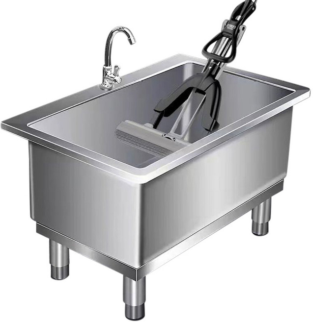 스텐 걸레 싱크대 세척통 대걸레 개수대 걸레세정대 하부장 가정용 업소용 + 세면대수전 세트, 1세트, 은색