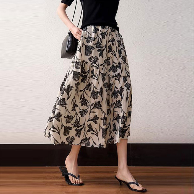 [코코에보니]프린트 밴딩스커트SK-505