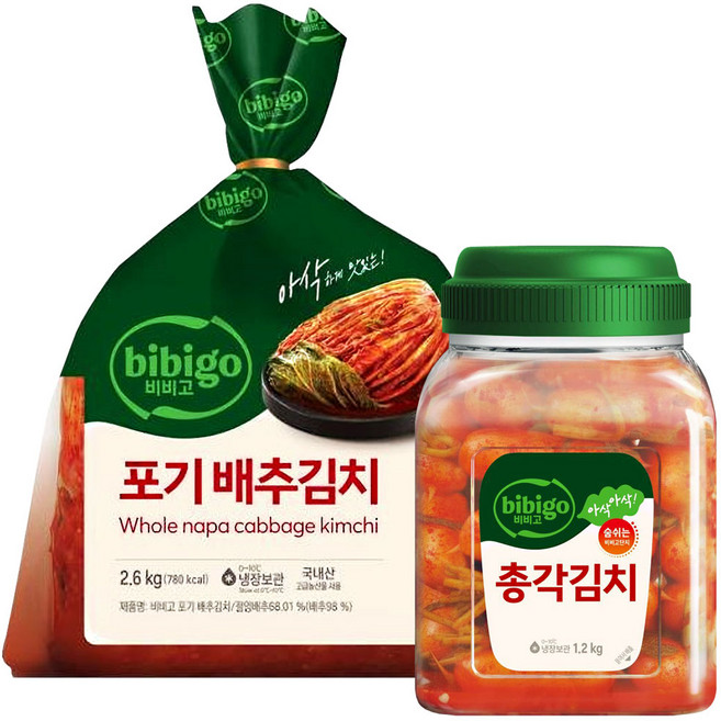 비비고김치(총각김치1.2kg+포기배추김치2.6kg), 1세트, 3.8kg