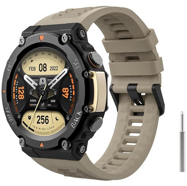 MoKo Amazfit T-Rex 2 아웃도어 GPS 스마트워치와 호환되는 시계 밴드 부드러운 실리콘 교체 스트랩 스포츠 손목 밴드 금속 스크루 드라이버 포함 락 그레이, 록 그레이