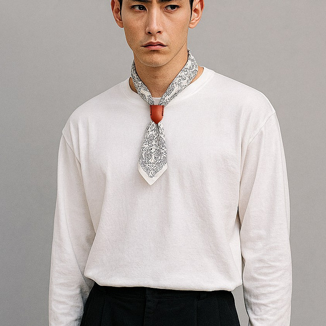 수제 가죽 에지실드 스카프링 홀더/쁘띠스카프 반다나