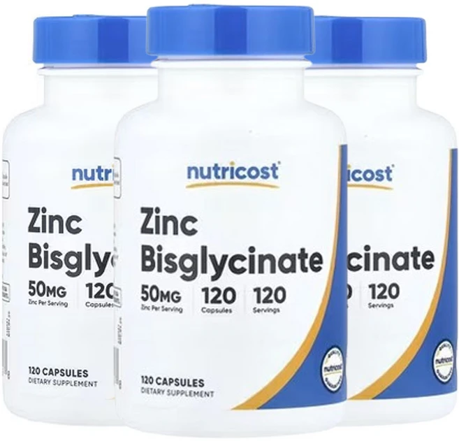 뉴트리코스트 아연 비스글리시네이트 50mg 120캡슐, 3개, 120정 - 쿠팡