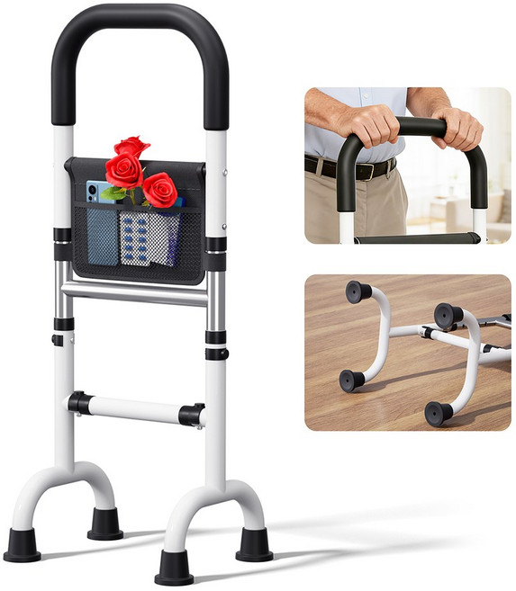 노인 보행기 높이 조절 가능 침대소파화장실욕실용 서서 사용 보조 안전 바 노인용 다기능 보행기, 1개