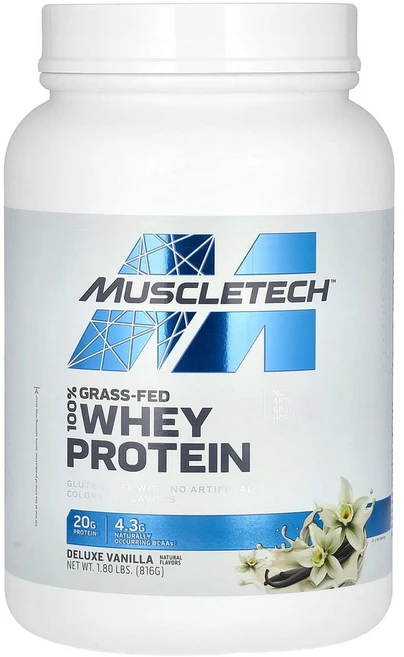 머슬테크 100% 목초 사육 유청 단백질 디럭스 바닐라 816g(1.8lb), 1개, 816g - 쿠팡