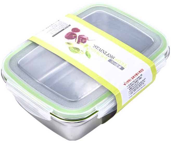 不鏽鋼餐盒 1800ML 304不鏽鋼 密封防漏, 銀色, 1個