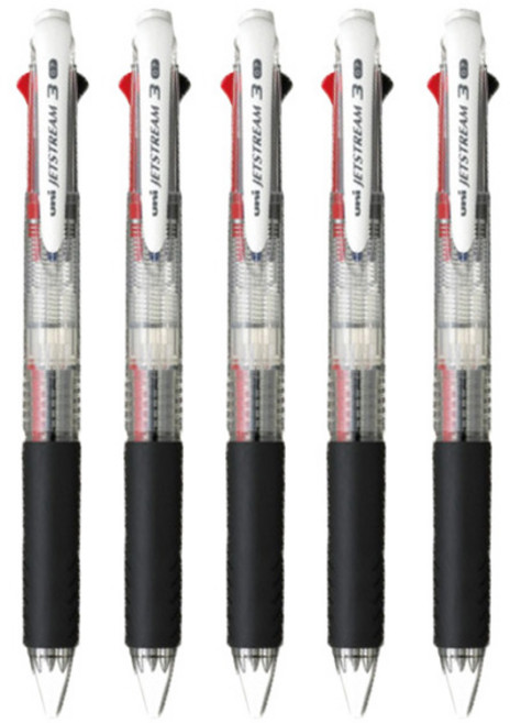 유니 미쯔비시 제트스트림 3색볼펜 0.7mm, 투명, 5개