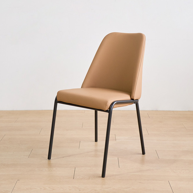 체리브 벤지 철제 가죽 디자인체어 카페 식탁의자, 브라운, 1개