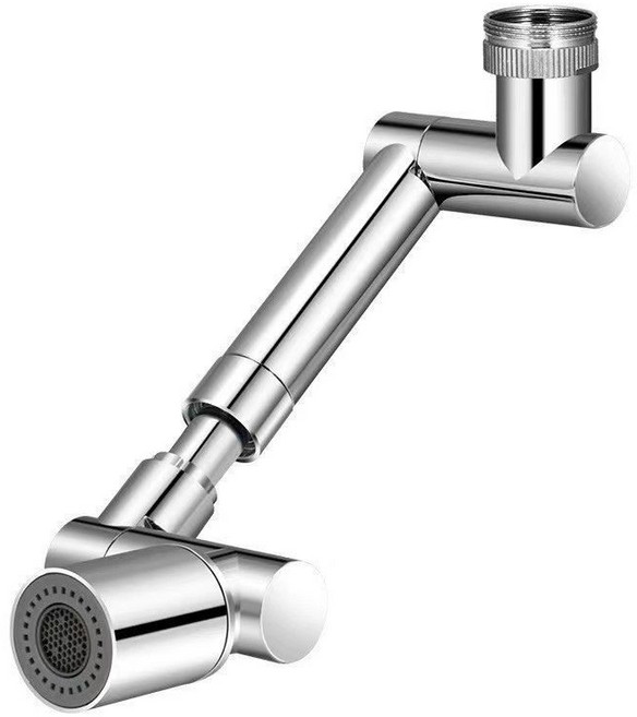 機械臂旋轉水龍頭延伸器 萬向伸縮廚房臉盆配件, 1個, 銀色
