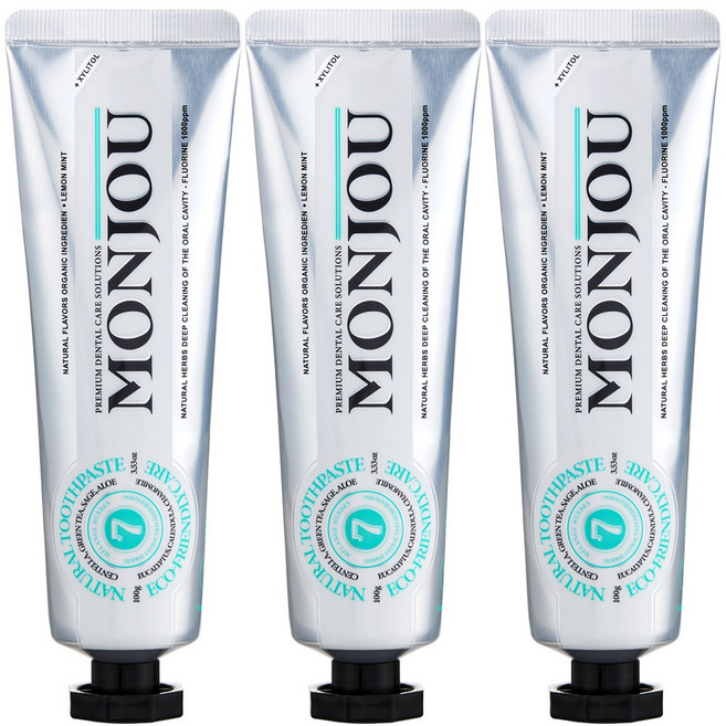 몽주 단 1회 사용 세균 99% 제거 치은염 잇몸 치약 (임산부 입덧 어린이 안매운치약), 3개, 100g