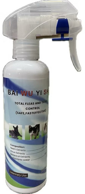 BAI WU YI SH 百無一蝨 全效跳蚤壁蝨噴劑 寵物專用 250ml, 1個, 1瓶
