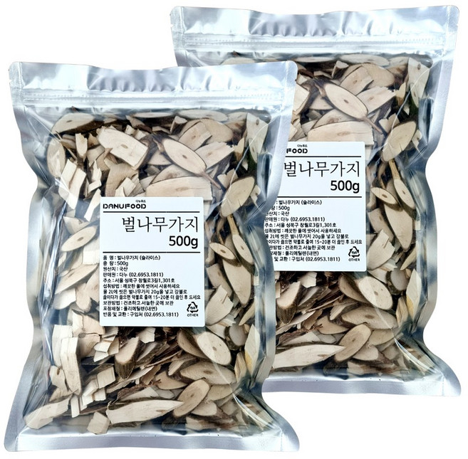 다누푸드 국산 벌나무 가지 슬라이스 산청목 500g, 2개
