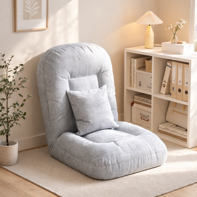 소프트엣지 접이식 등받이 좌식의자, 애쉬 그레이, 1개