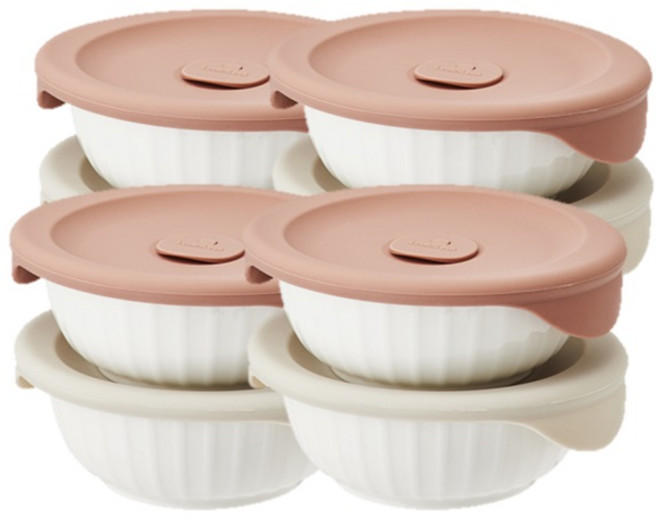 락앤락 바로한끼 250ml 도자기 밥용기 안전한 밥얼리는 용기, 10세트, 바디355ml+뚜껑