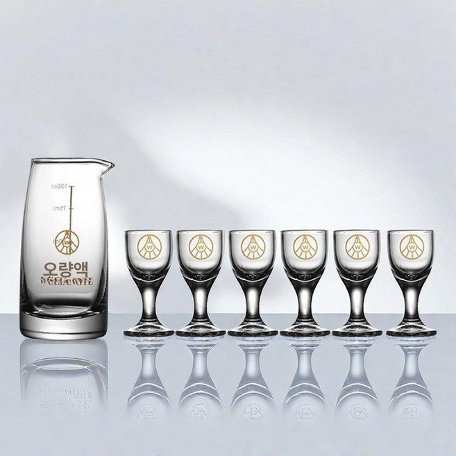 우량예 오량액 백주 분주기 빼갈 투명 수정방 술잔 술병 선물세트