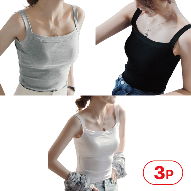 이더커머스 슬림 스판 여성 나시 3p