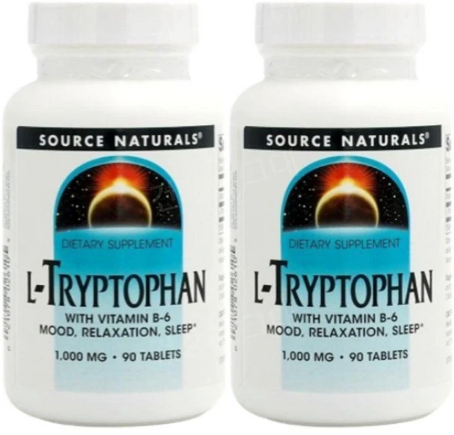 소스내추럴스 엘 트립토판 세로토닌 1000mg 90정 2개 비타민B L Tryptophan, 120g - 쿠팡
