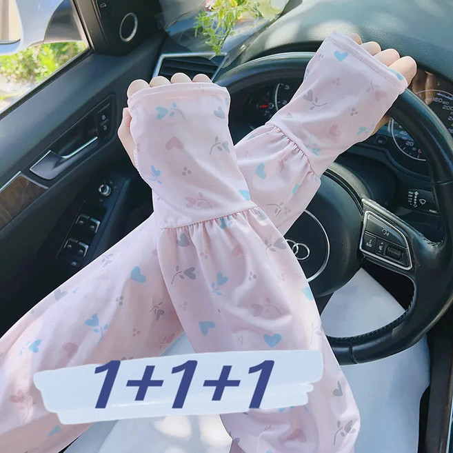 AOKADA 1+1+1자외선 차단 팔토시 운전용 손등 하트 플라워 쿨토시 여름 해빛가리개 토시