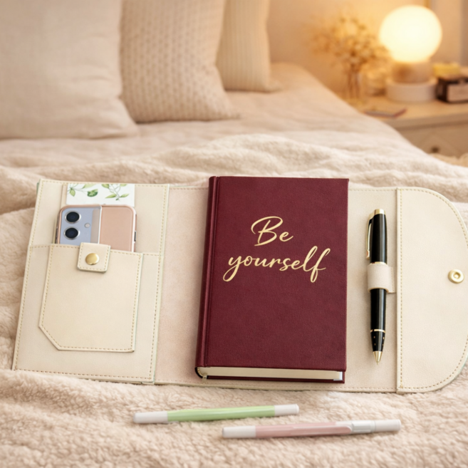 럽유어셀프 고급 가죽 북커버 A5 다용도 책커버, 1개, 블랙