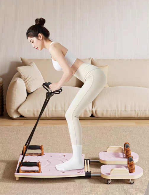 pepebear 가정용 접이식 필라테스 코어 베드 기구 4단계 저항 조절 훈련 운동기구 초보자 사용 가능, 그레이