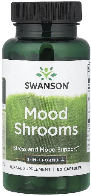 스완슨 Mood Shrooms 잎새버섯 영지버섯 표고버섯 캡슐 60정, 1개 - 쿠팡