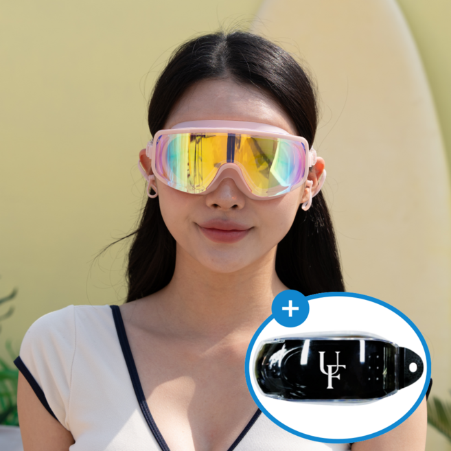 어반픽스 2세대 와이드 김서림방지 수경 고글 물안경 + 보관케이스, 1개, 핑크