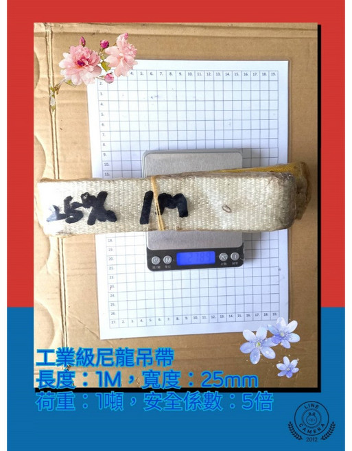 EN1492-1 高拉力 耐磨型 聚酯扁帶吊帶 荷重1T, 1個, 尼龍吊帶, 寬25mm荷重1噸, 長度：1M