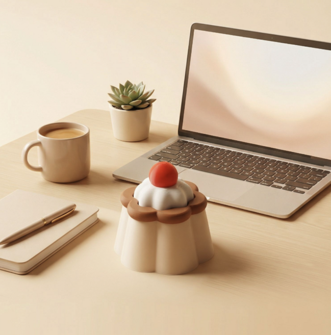 귀여운 커스터드 푸딩 클리커 키캡 데스크테리어 소품 발렌타인 선물, 1개, 스모키핑크축