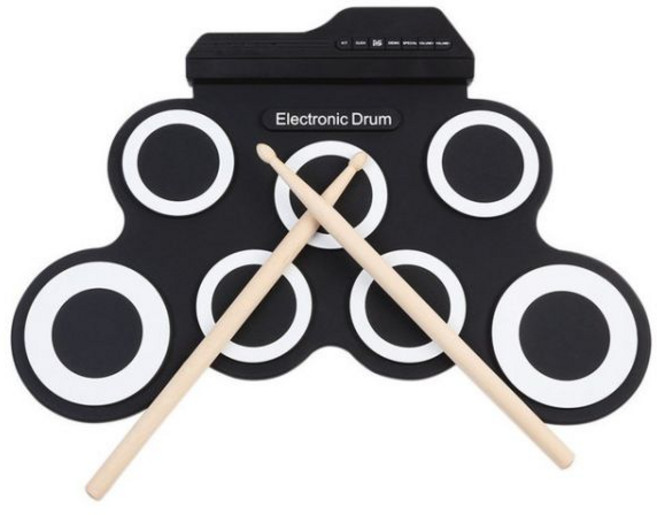 전자드럼 입문용 SOACH 휴대용 디지털 USB 핸드 롤 드럼 접이식 실리콘 전자 드럼 스틱 전기 악기 7 패드, HH025, HH025