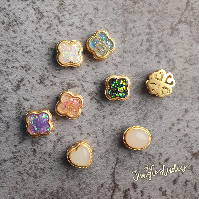 [정글스튜디오] 골드라인 포인트 펜던트 / 매듭팔찌 쥬얼리 비즈공예 만들기 재료, 2.크로버(핑크)